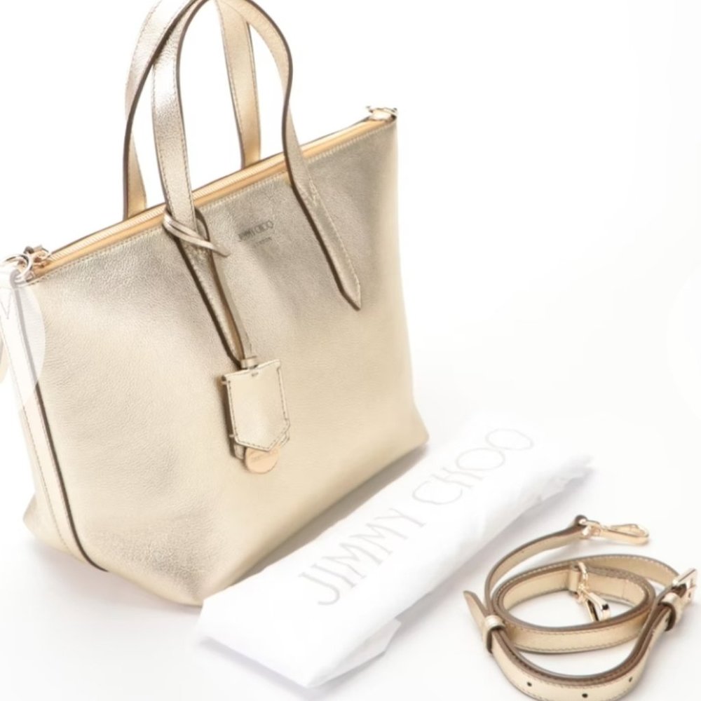Jimmy Choo Bria Tote Small in Metallic Gold Leather